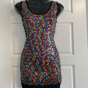 2/$30 Multicolor Sequin Knit Sweater Tank Dress- S